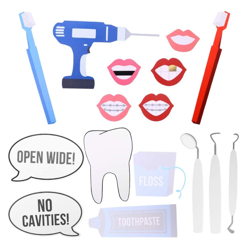 LUOEM Dentist Doctor Photo Booth Props Nurse Selfie Props Photobooth Kits Dress Up Decoration Party Funny Accessories 16pcs - Image 1